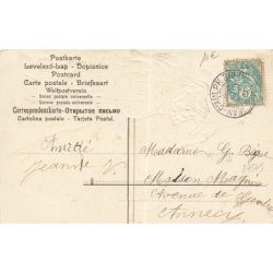 n°27545 - Carte Gaufrée - Fantaisie - Jeune femme jouant avec des coquelicots - Art Nouveau