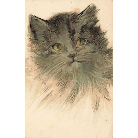 n°27547 - Animaux - Portrait d'un chat gris aux yeux vert