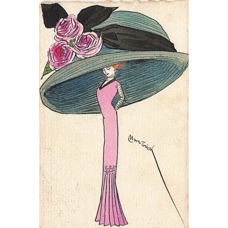 n°27552 - Illustrateur Mars Trick - Femme sous un très grand chapeau - Mode