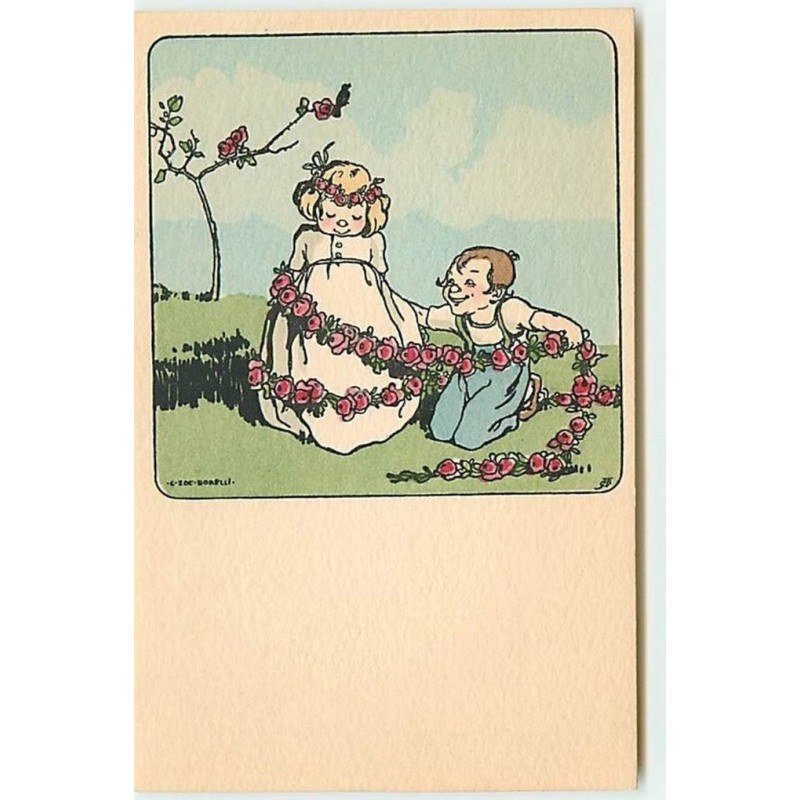 n°13110 - MM Vienne  n°733 - Zoé Borelli - Jeune garçon entourant une jeune fille d'une couronne de roses