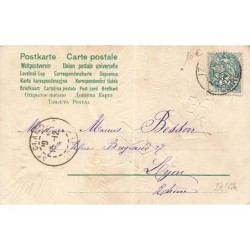 n°27564 - Carte Gaufrée - Clapsaddle - Joyeux Noël - Tête d'ange au-dessus de clochettes