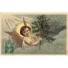 n°27566 - Carte Gaufrée - Joyeux Noël - Ange apportant un sapin