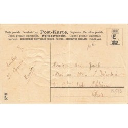 n°27572 - Carte Gaufrée - MSIB 13654 - Heureuse Année - Pierrot et Colombine assis en haut d'un clocher