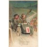 n°27573 - Carte Gaufrée - MSIB 13673 - Heureuse Année - GarçonS dans une voiture