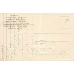 n°27576 - Carte Gaufrée - Bonne Année 1909 - Garçon et fillette disposant des violettes
