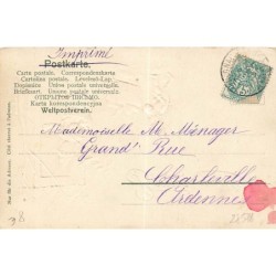 n°27578 - Carte Gaufrée - Bonne Année - Lutin poussant une brouette remplie, en suivant une jeune fille