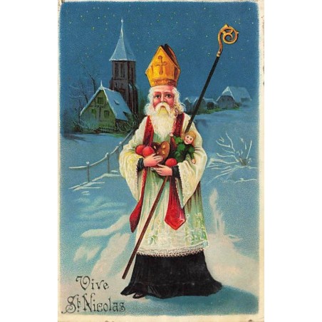 n°27587 - Vive Saint-Nicolas - Saint-Nicolas portant une poupée et des des pommes
