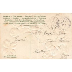 n°27589 - Carte Gaufrée - 7191 - Fantaisie - Souvenir d'amitié - Anges près de trèsfles