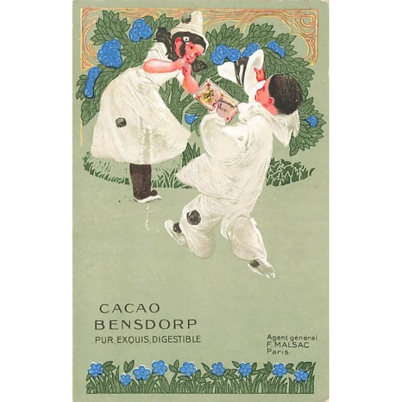 n°27601 - Publicité - Cacao Bensdorp - Pierrot et Colombine - Agent général F. Malsac