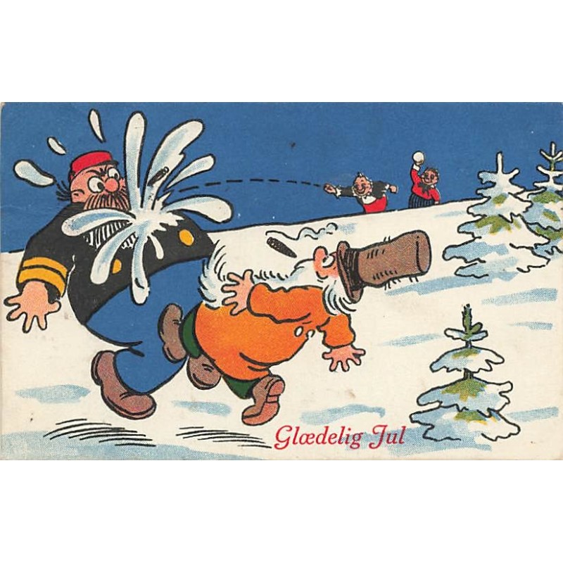 n°27605 - Bandes Dessinée Knold & Tot - Gloedelig Jul - Enfants lançant des boules de neige