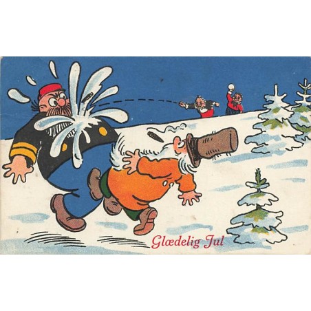 n°27605 - Bandes Dessinée Knold & Tot - Gloedelig Jul - Enfants lançant des boules de neige