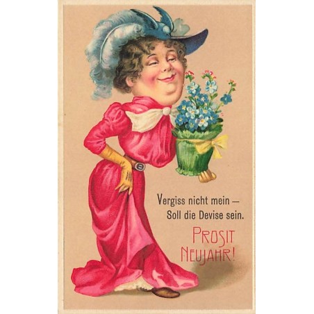 n°27609 - Carte Gaufrée - Nouvel An - Prosit Neujahr - Vergiss niecht mein, Soll die Devise sein