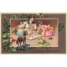 n°27627 - Carte Gaufrée - Noël - Fröhliche Weihnachten - Enfants lisant près d'une poupée