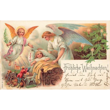 n°27628 - MSIB 12980 - Fröhliche Weihnachten - Ange et ange gardien veillant sur une fillette endormie