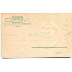 n°10320 - Carte Illustrateur Gaufrée - Art Nouveau - Femme dans un médaillon - Fonf doré/femme rose