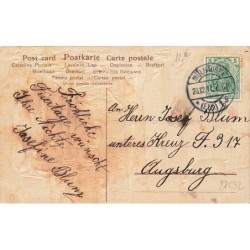 n°27632 - Carte Gaufrée - Fröhliche Weihnachten - Père Noël tirant un luge chargée de cadeaux, dans la forêt