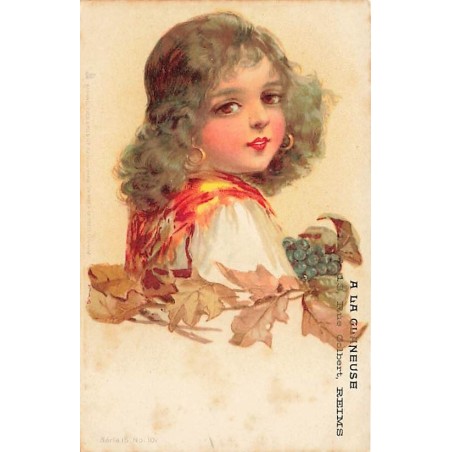 n°27642 - Raphael Tuck - Publicité - A la Glaneuse - Fillette près d'une branche de vigne avec du raisin