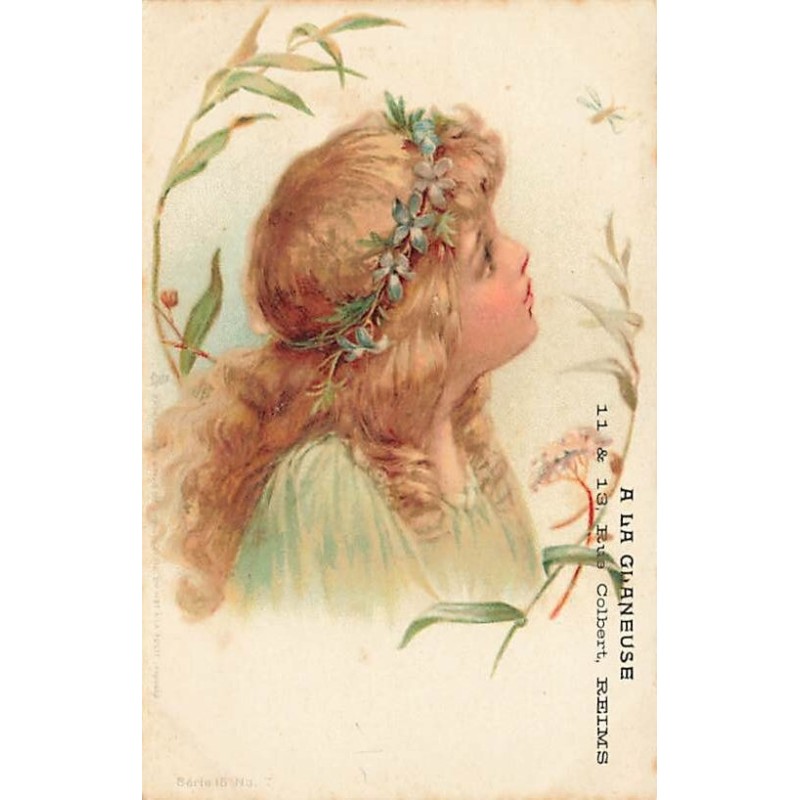 n°27643 - Raphael Tuck - Publicité - A la Glaneuse - Fillette portant une couronne de fleurs