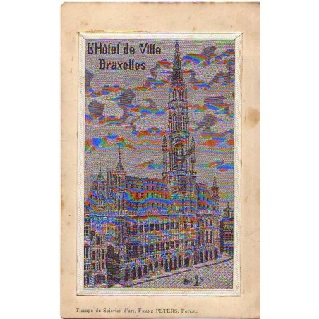 n°13118 - Carte Tissée soie - L'Hôtel de Ville Bruxelles