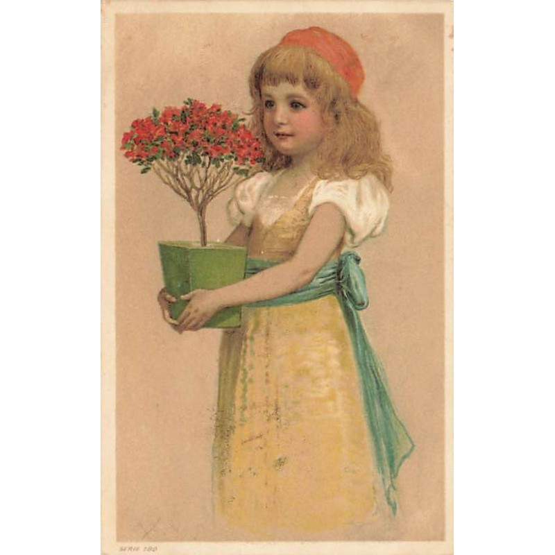 n°27645 - Fantaisie - Raphael Tuck - Fillette portant une fleur dans un pot