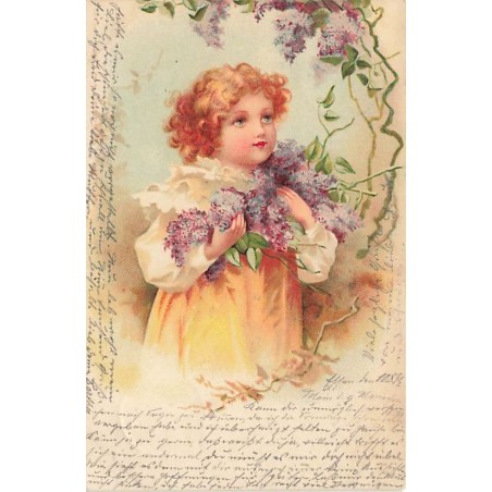 n°27649 - Fantaisie - Clapsaddle - Fillette portant du lilas
