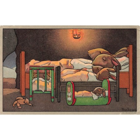 n°27654 - Illustrateur Bep Jordens - Lapins habillés dormant - Teddy Bear