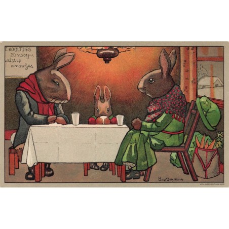 n°27657 - Illustrateur Bep Jordens - Lapins habillés buvant un verre dans un café