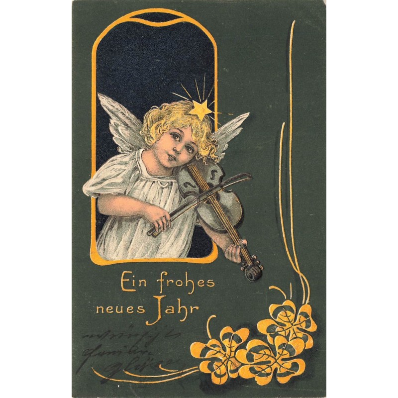 n°27668 - Carte Gaufrée - Nouvel An - Ein Frohes neues Jahr - Ange jouant du violon