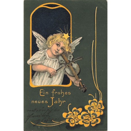 n°27668 - Carte Gaufrée - Nouvel An - Ein Frohes neues Jahr - Ange jouant du violon