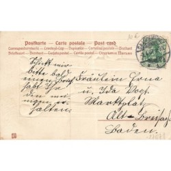 n°27671 - Carte Gaufrée - Pâques - Fröhliche Ostern - Fillette caressant un lièvre à travers une clôture en bois