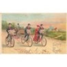 n°27677 - Carte Gaufrée - MSIB 345 - Frohliche Pfingsten - Garçons faisant du vélo