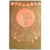 n°10321 - Carte Illustrateur Gaufrée - Art Nouveau - Femme dans un médaillon - Fonf doré/femme orange