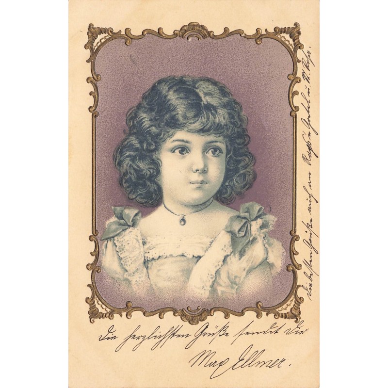 n°27690 - Carte Gaufrée - Fantaisie - Portrait d'une fillette