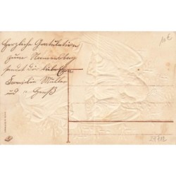 n°27712 - Carte Gaufrée - Noël - Fröhliche Weihnachten - Ange gardien tenant un parchemin