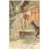 n°27718 - Noël - Fröhliche Weihnachten - Un ange gardien et une biche regardant par une fenêtre