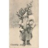 n°27721 - Noël - Glaedelig Jul - Père Noël apportant des jouets et un sapin, sous la neige