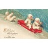n°27723 - Noël - Clapsaddle - Enfants sur une luge, sous la neige