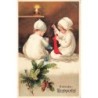 n°27727 - Clapsaddle - Fröhliche Weihnachten - Fillettes reprisant des chaussettes