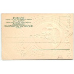n°10321 - Carte Illustrateur Gaufrée - Art Nouveau - Femme dans un médaillon - Fonf doré/femme orange