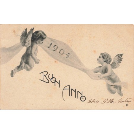 n°27738 - Nouvel An - Buon Anno 1904 - Anges tenant une banderolle