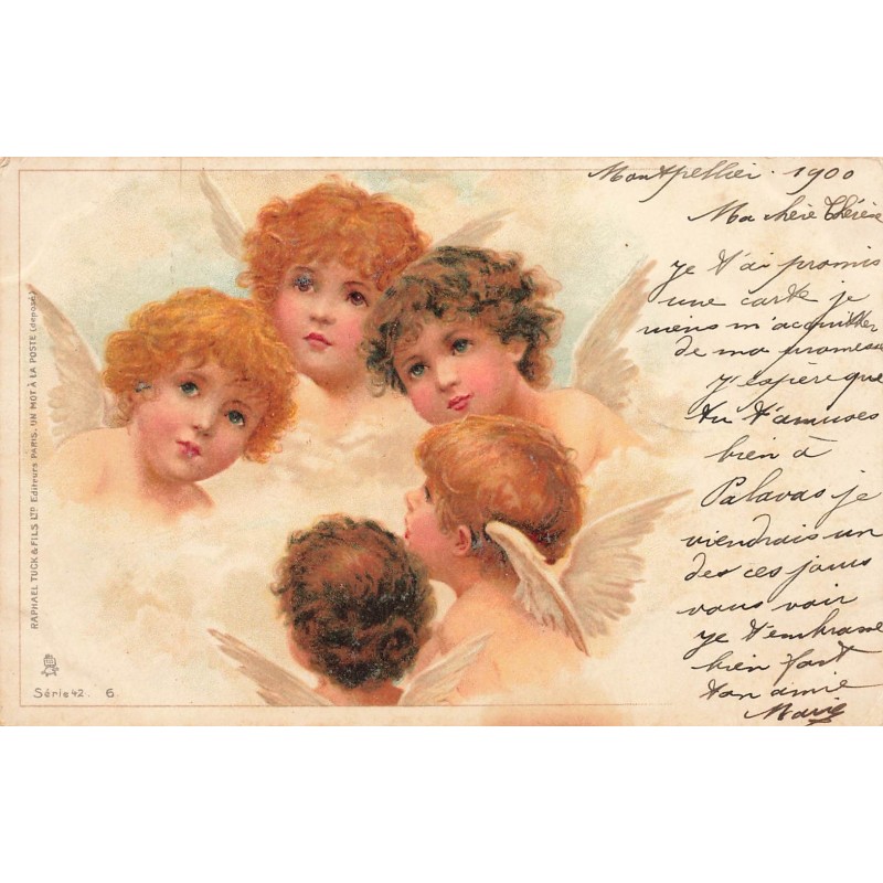 n°27749 - Raphael Tuck - Style Brundage - Groupe d'Anges