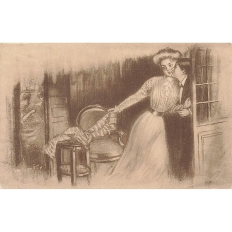 n°27755 - Illustrateur Naillod - Jeune homme embrassant une jeune femme déposant un vêtement