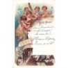 n°27768 - Nouvel An - Prosit Neujahr 1901 - Anges jouant de la musique au-dessus d'un village