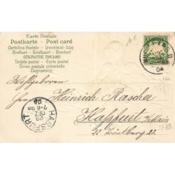 n°27769 - Carte Gaufrée - Nouvel An - Prosit Neujahr 1905 - Ange faisant pipi dans la neige