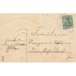 n°27785 - Carte Gaufrée - Anniversaire - MSIB 13882 - Ange écrivant une lettre, coeur
