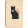 n°13158 - Carte Gaufrée - Je porte bonheur - Chat noir