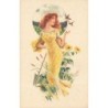 n°27804 - Illustrateur - Jeune femme regardant des oiseaux, et tenant une pelle