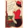 n°27807 - Illustrateur Christiansen - Art Nouveau - Femme ajustant son boa - Paris