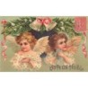 n°27815 - Clapsaddle - Joyeux Noël - Deux anges sous des cloches