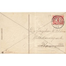 n°27818 - Carte Gaufrée - Nouvel An -SER 276 - Garçon assis près de cochons